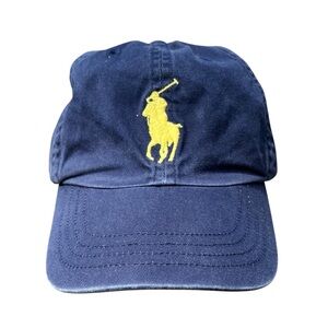 Ralph Lauren Boy Big Pony Chino Sports Cotton Cap Size 4-7 YACHT BLUE /YELLOW